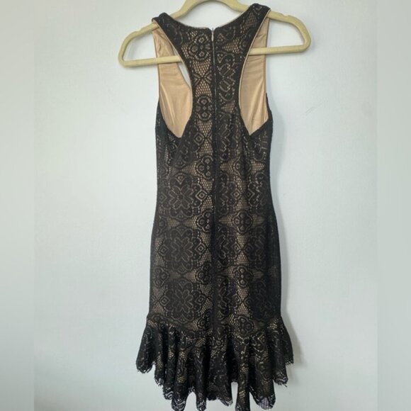 Dress the Population Black & Beige V-Neck Midi Dress - Size Small - Picture 14 of 16